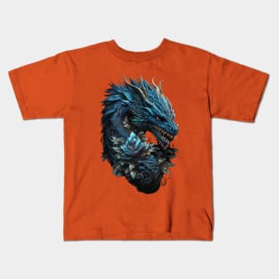 Blue Chinese Dragon E-Girl Aesthetic E-Boy retro 90s Style Kids T-Shirt